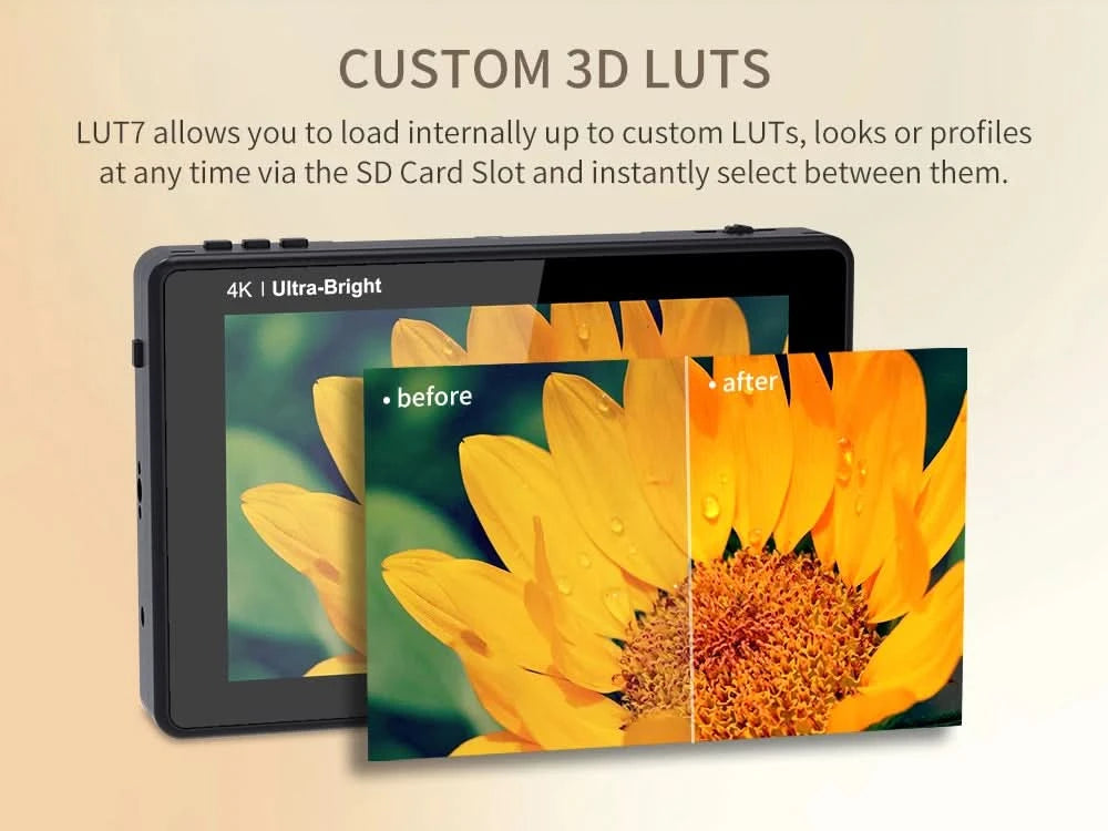 FEELWORLD LUT7 7 Inch 2200nits Touchscreen Camera Field Monitor with 3D LUT HDMI Input Output Waveform VectorScope Histogram