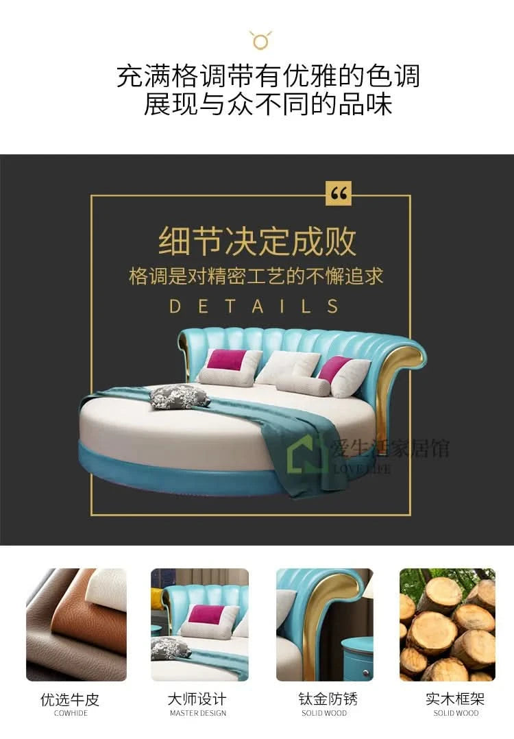 Bedroom Unique Beds Storage Cabinets Nordic Full Size Round Bed Frame Headboard Upholstery Muebles Para El Hogar Furnitures