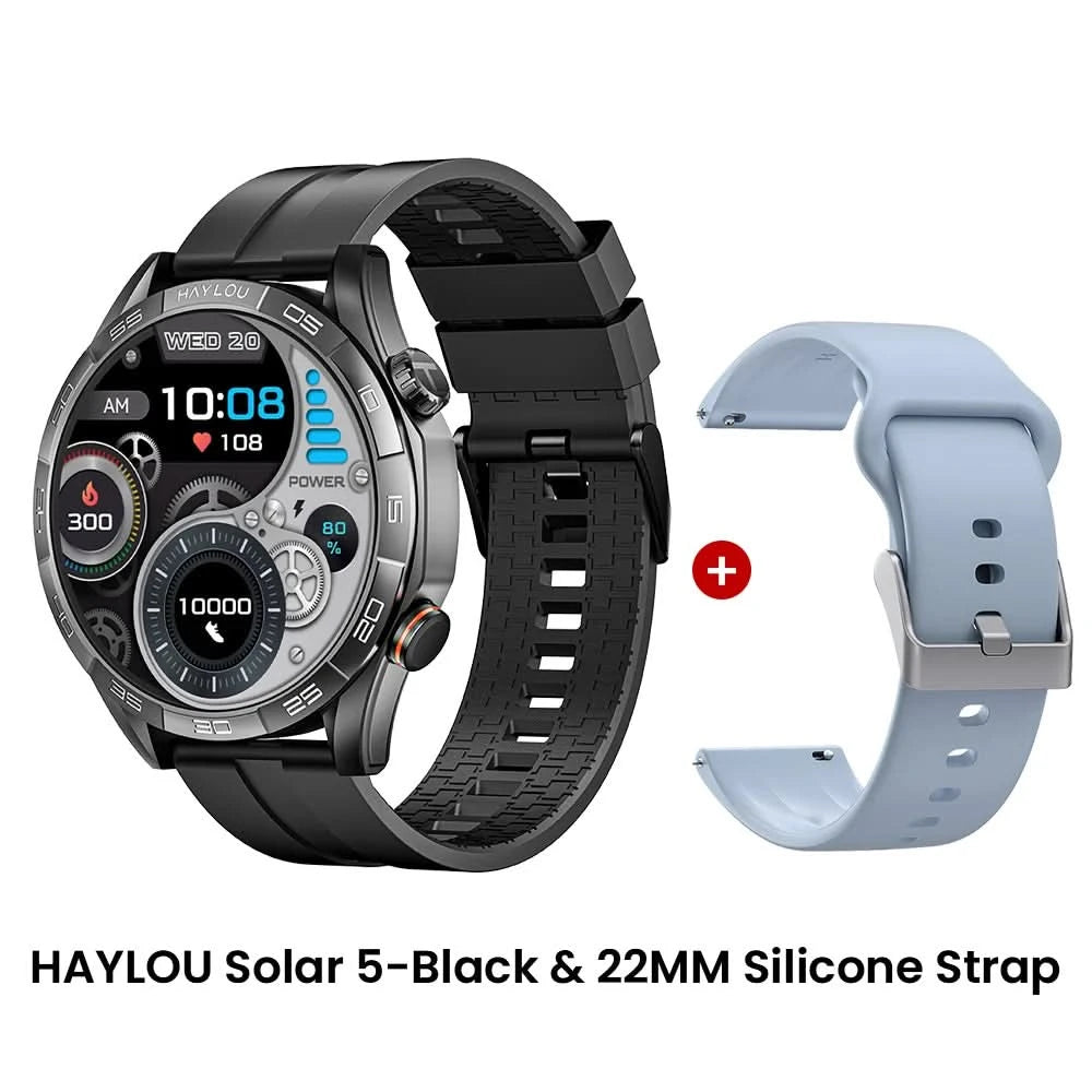 HAYLOU Solar 5 Smartwatch mit Sprachanrufen 1.58'' AMOLED Display 60Hz Smart Watch 24H Gesundheitsüberwachung Sport-Smartwatch für Herren