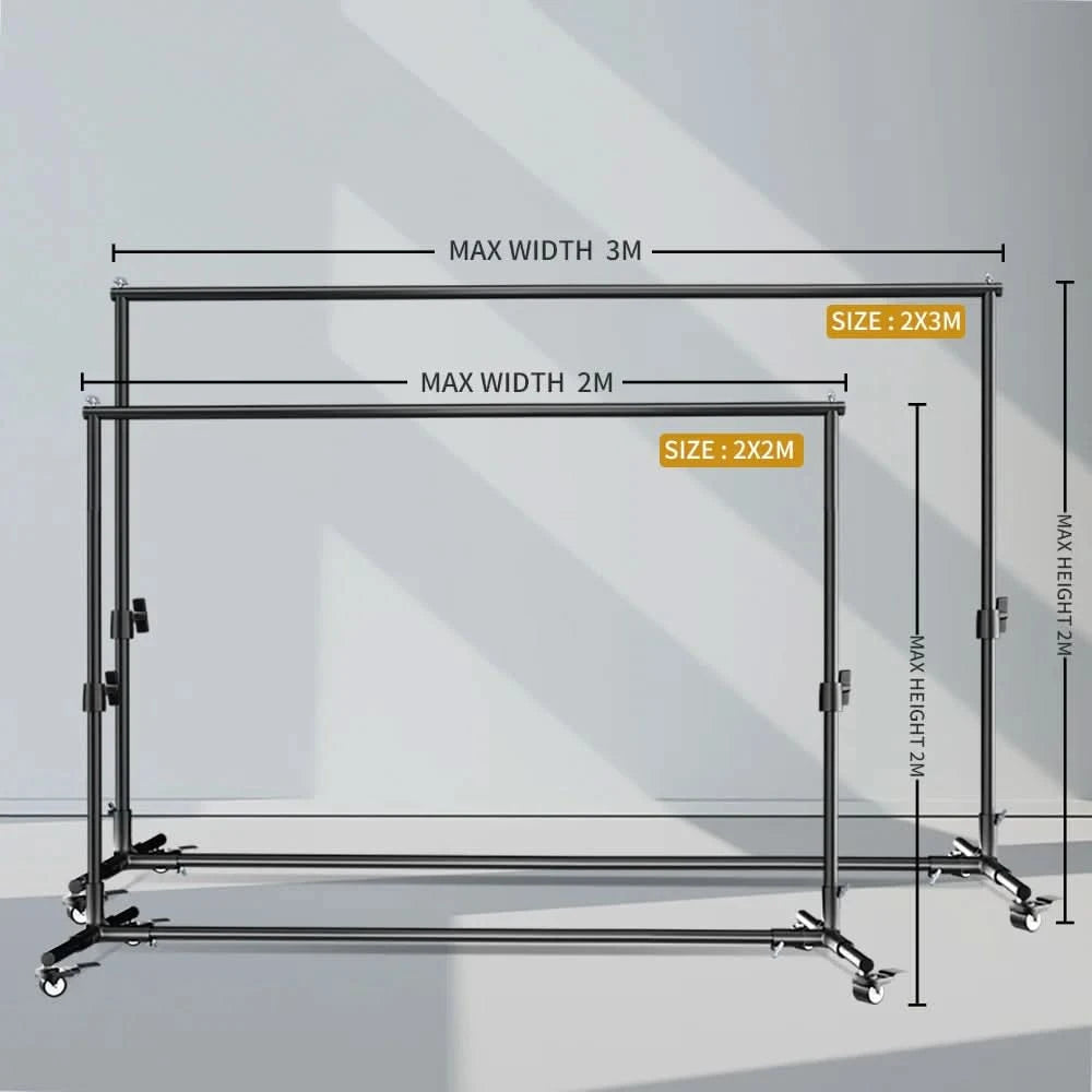 SH 2X2M / 2X3M Background Stand With 4pcs Wheels And 4pcs Fish Clips Photography Backdrop Frame Support For Photo Studio