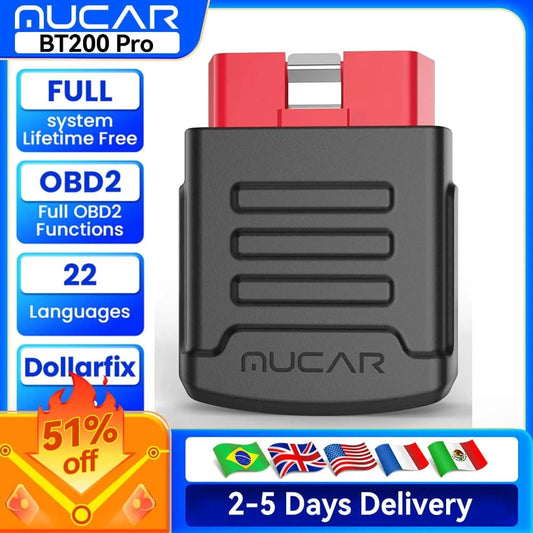 MUCAR BT200 & BT200 Pro Obd2 Diagnostic Tools Bluetooth obd 2 Scanner Automotriz Code Reader All System Diagnosis Free for Life