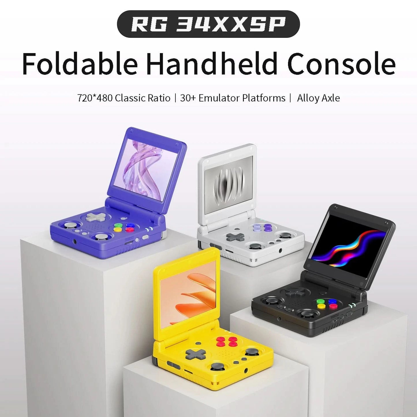 ANBERNIC RG34XXSP Klappkonsole 3,4'' IPS-Bildschirm Linux 64-bit H700 Unterstützt 5G WIFI Videospielkonsolen 256G PSP-Spiele