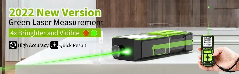 Huepar Laser-Entfernungsmesser Digitaler Laser-Distanzmesser 60M 100M 120M Messen Laserband Grüner Strahl