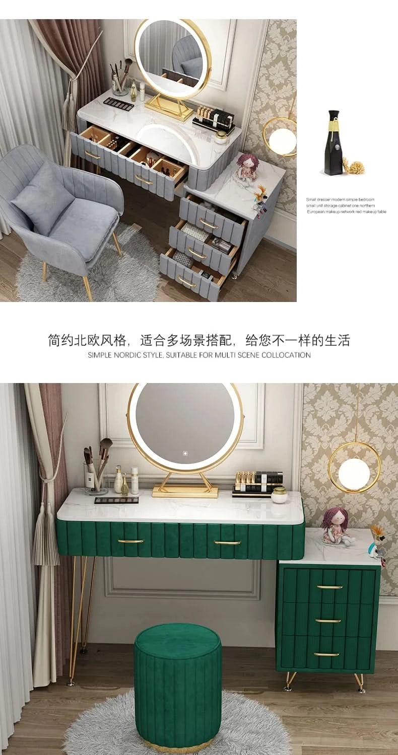 Modern Drawers Dressing Table Makeup Mirror Service Girl Pink Computer Vanity Table Living Room Vestidores Postmodern Furniture