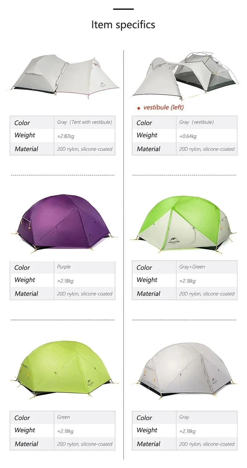 Naturehike Brazil Cloud Up 1-2-3P Camping Rucksack Outdoor Ultraleicht Wasserdichtes Zelt Camping Strandzelt
