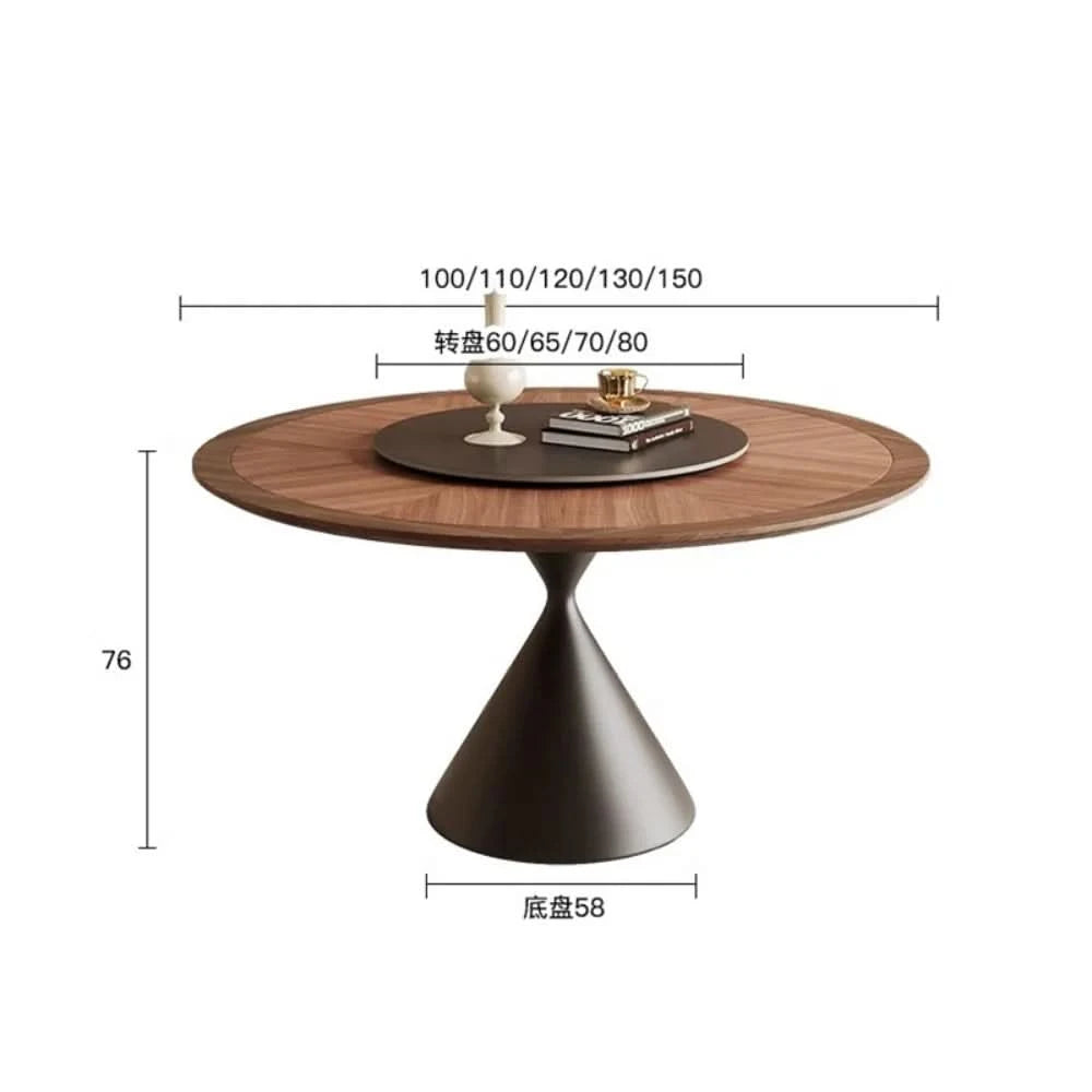 6 People Turntable Dining Table Vintage Legs Metal Design Round Coffee Table House Breakfast Juegos De Comedor Furnitures