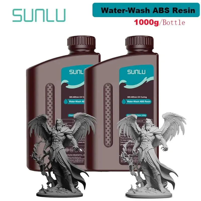 SUNLU 2KG Wasserwaschbares / Wasserwaschbares ABS-Harz Harz 1000G/Flasche 405nm Schnelles UV-härtendes Photopolymerharz für LCD-3D-Druck