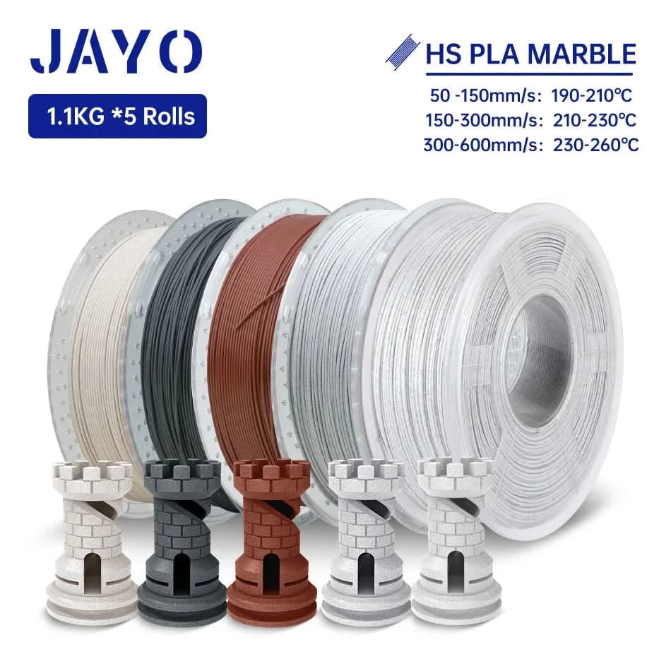 JAYO PLA Filament 1.75MM 5Rolls 3D Printer Filament PLA 100% No Bubble for FDM Coloful 3D Printing Material DIY Gift