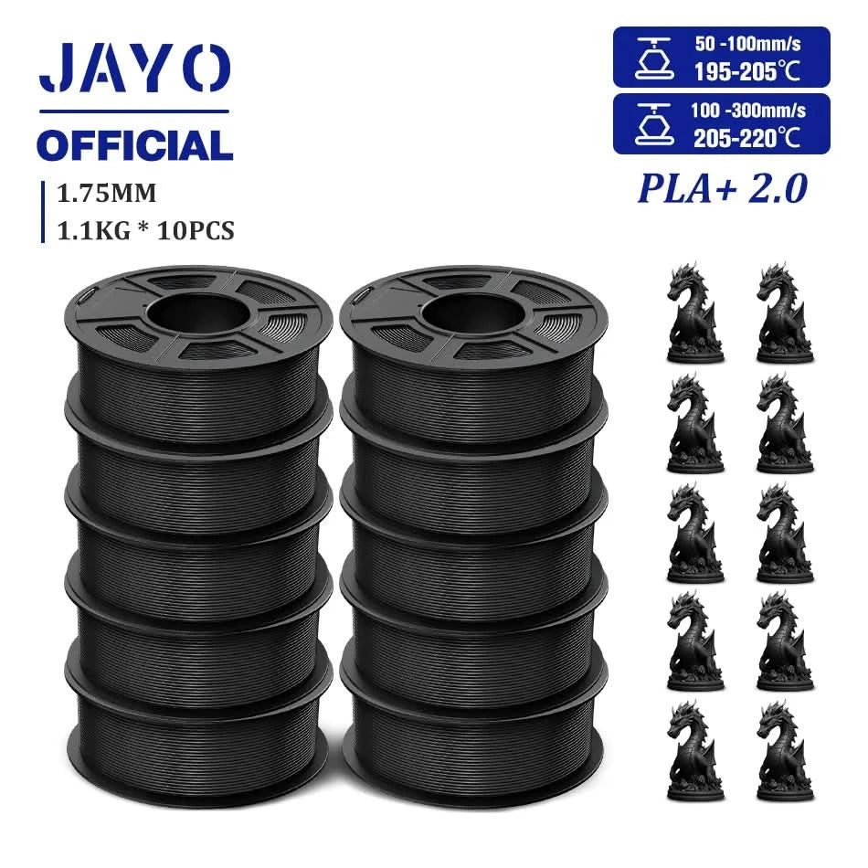 JAYO 3D Filament 1.75mm PLA / PLA Plus / PLA Meta/ Seiden-PLA+/PLA Matt 3D-Drucker-Filament 1.1KG Für FDM Multicolor Set 10 Rollen
