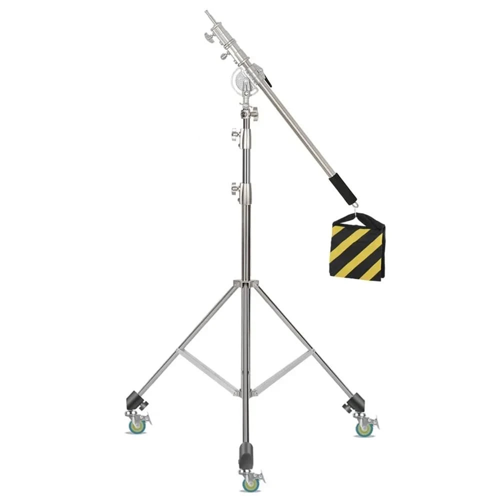 Super stabiles Stativ aus Edelstahl 2,8 m klappbares Beleuchtungsstativ Fotografie für Fülllicht Spotlicht Softbox Fotostudio