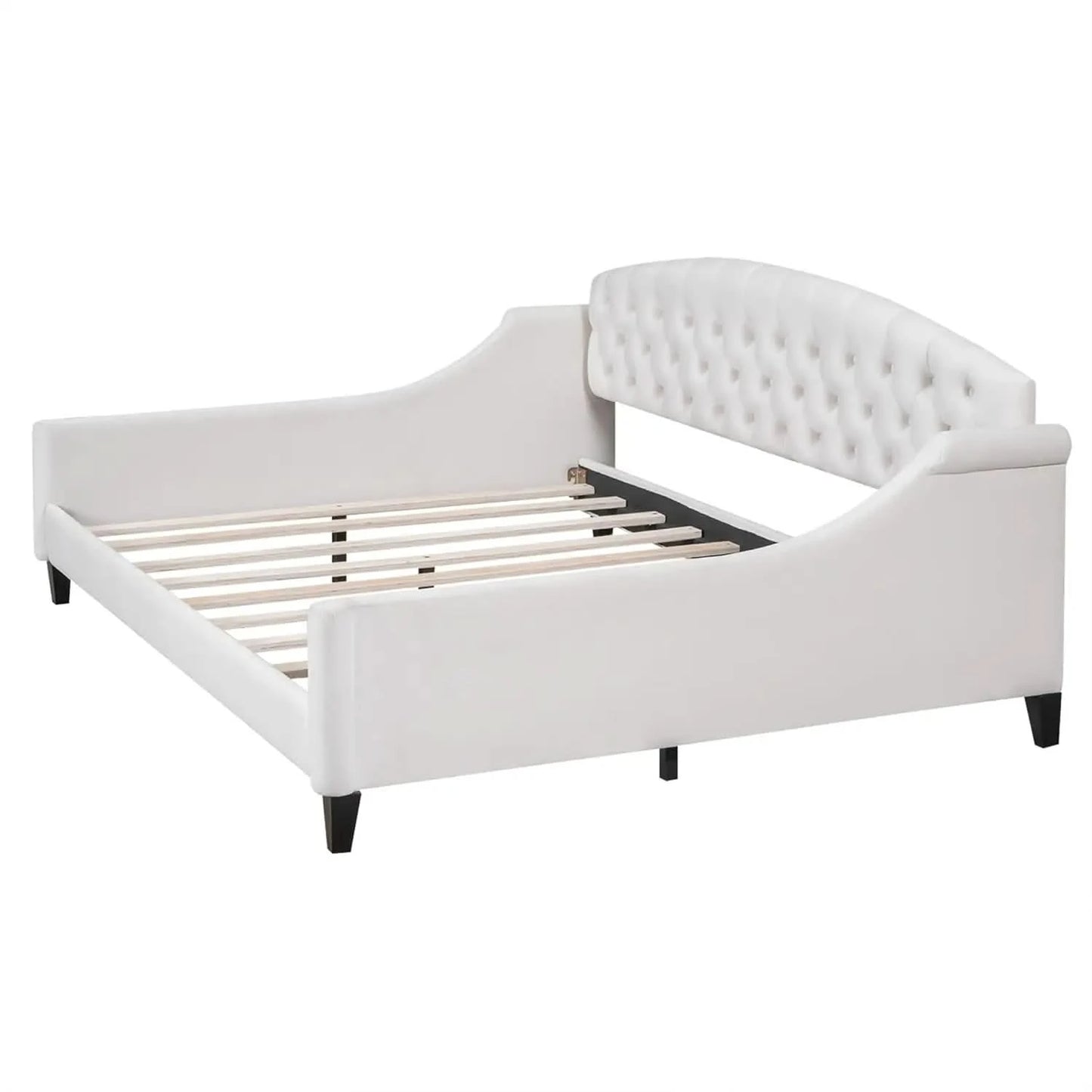 Full Size Daybed, Modern Luxury Tufted Button Upholstered Full Sofa Bed for Bedroom Living Room, Beige, Customized