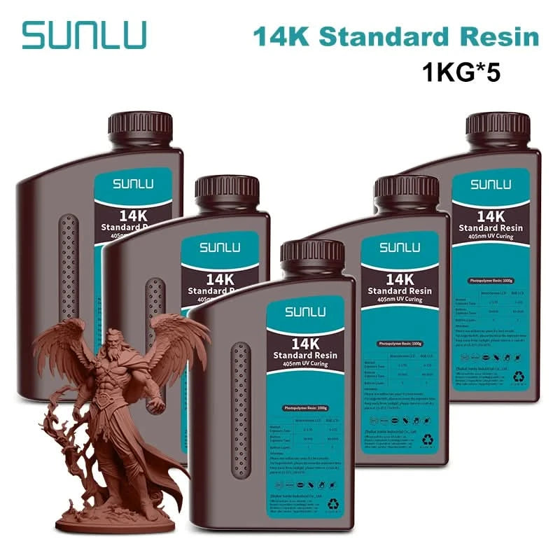 SUNLU 5KG ABS-Like/ Standard / Water-Wash/ 14K High Precision Resin 405nm Rapid UV-Curing Photopolymer Resin 1KG/Bottle