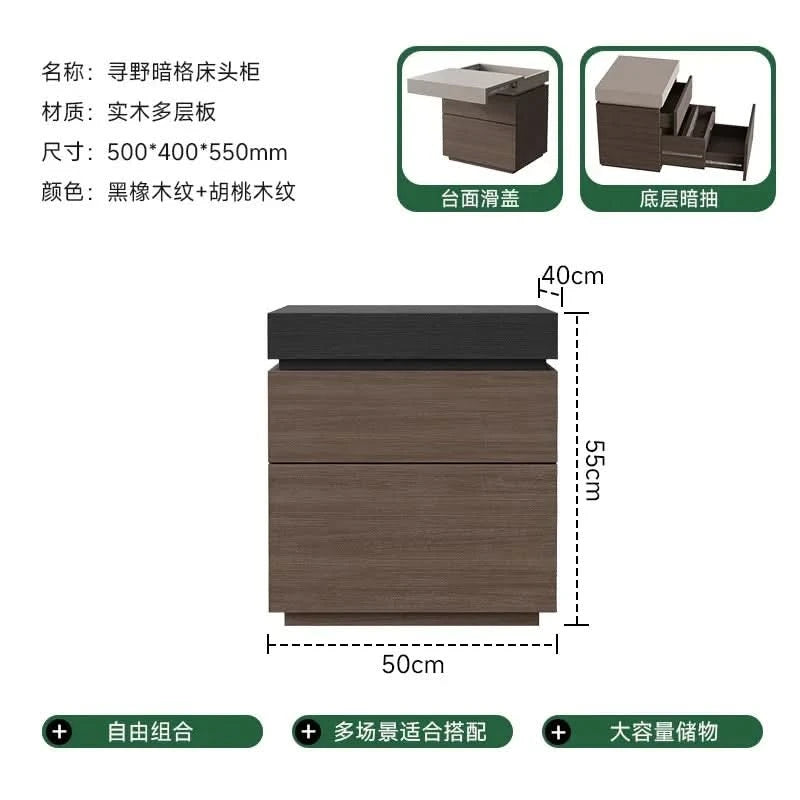 solid wood bedside cabinet multi-functional hidden compartment bedside hidden storage cabinet bedroom locker