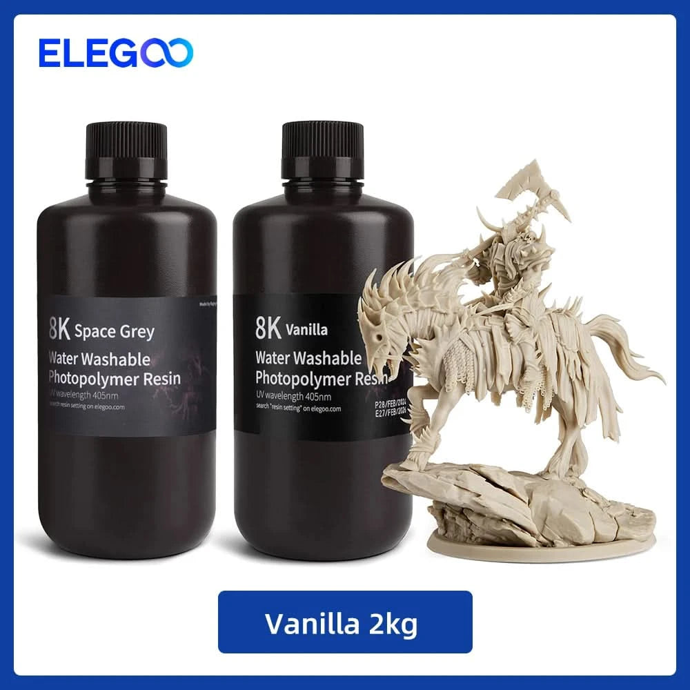 ELEGOO 8K 3D Printer Resin 405nm Water Washable Resin UV-Curing Resin Best for SATURN 2 8K 3D Printer Space Grey 1000g