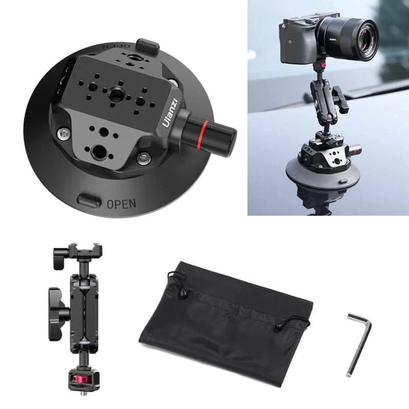 Ulanzi Auto-Handy-Action-Kamerahalterung Handpumpe Saugnapf 360° verstellbar 1/4" für GoPro für Insta360 DJI Action Smartphone