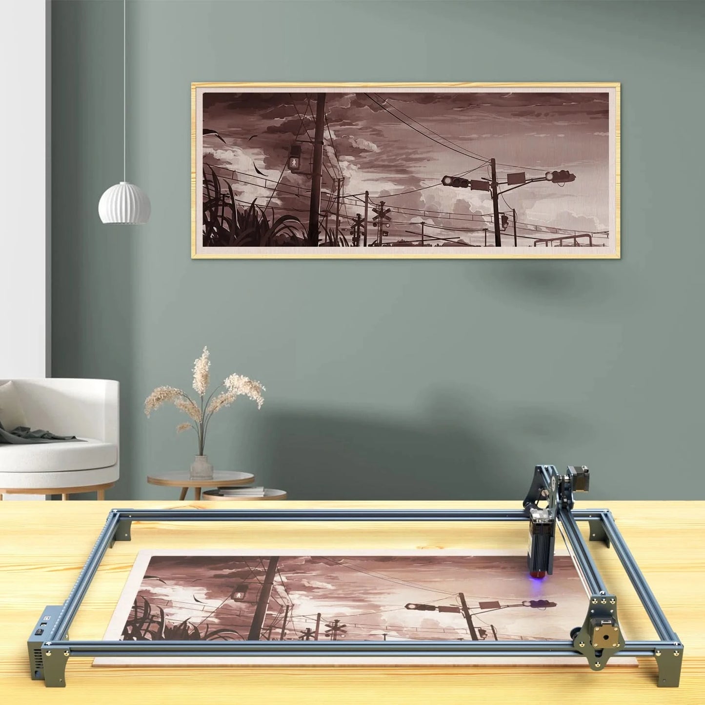 SCULPFUN S9 Lasermaschine 90W CO2 Laser-Effekt Gravur Schneidwerkzeug Hohe Genauigkeit 410x420mm Schnelle Montage