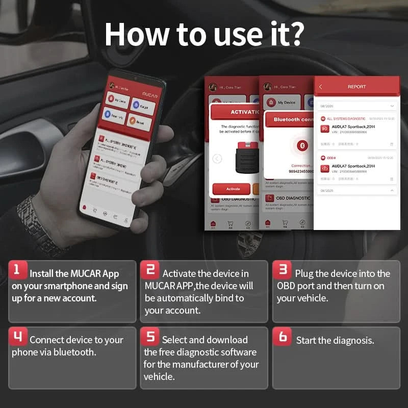 MUCAR BT200 & BT200 Pro Obd2 Diagnosegeräte Bluetooth obd 2 Scanner Automobil Code-Lesegerät Alle Systemdiagnose lebenslang kostenlos
