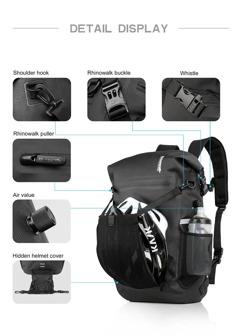 Rhinowalk Fahrrad-Packtasche 22L Vollständig wasserdichte Gepäckträgertasche Rucksack Kapazität Multifunktionaler Gepäckträger Fahrradtasche Umhängetasche