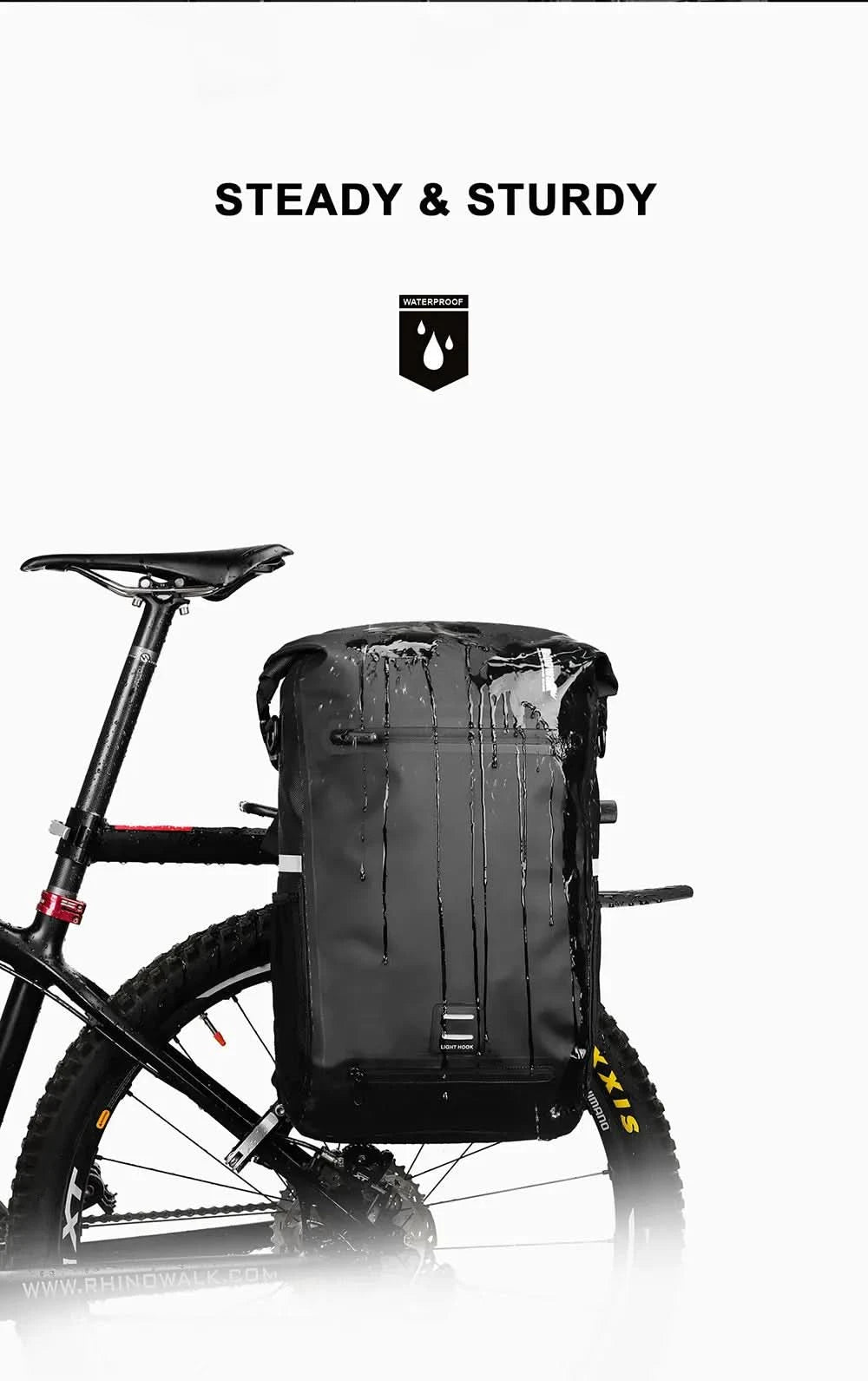 Rhinowalk Fahrrad-Packtasche 22L Vollständig wasserdichte Gepäckträgertasche Rucksack Kapazität Multifunktionaler Gepäckträger Fahrradtasche Umhängetasche