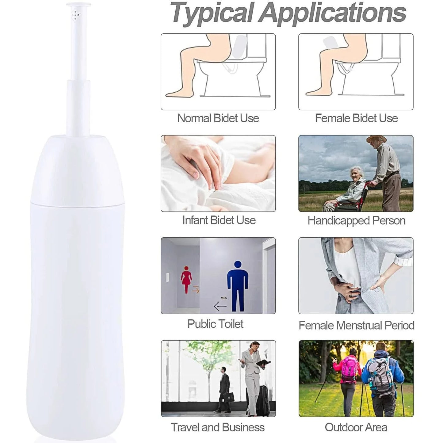 Tragbares Bidet – Reise-Handbidetflasche mit einziehbarer Sprühdüse zur Hygiene-Reinigung, Körperpflege, 400 ml, mit Tasche