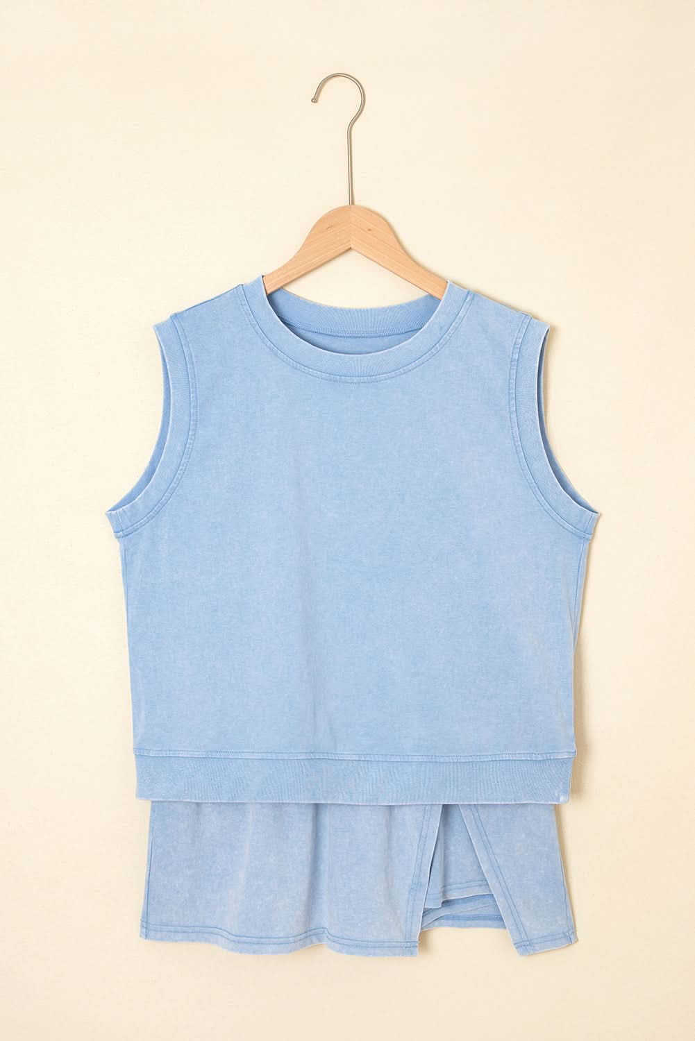 Myosotis 2 Pieces Mineral Wash Cotton Tank Top Lined Split Skirt Set