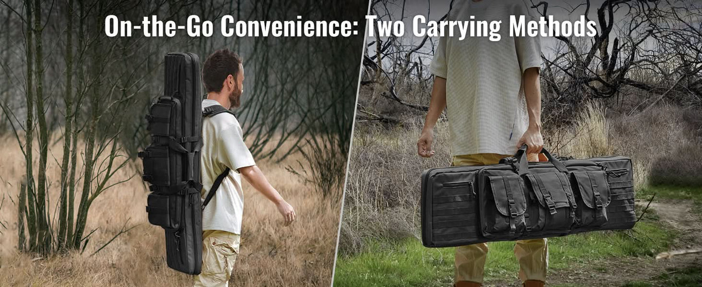 VEVOR Gewehrtasche 36/42 Zoll taktische Doppel-Langwaffentasche weiche Gewehrhülle mit abschließbarem Reißverschluss für zwei 34"/40" Gewehre & 2 Pistolen